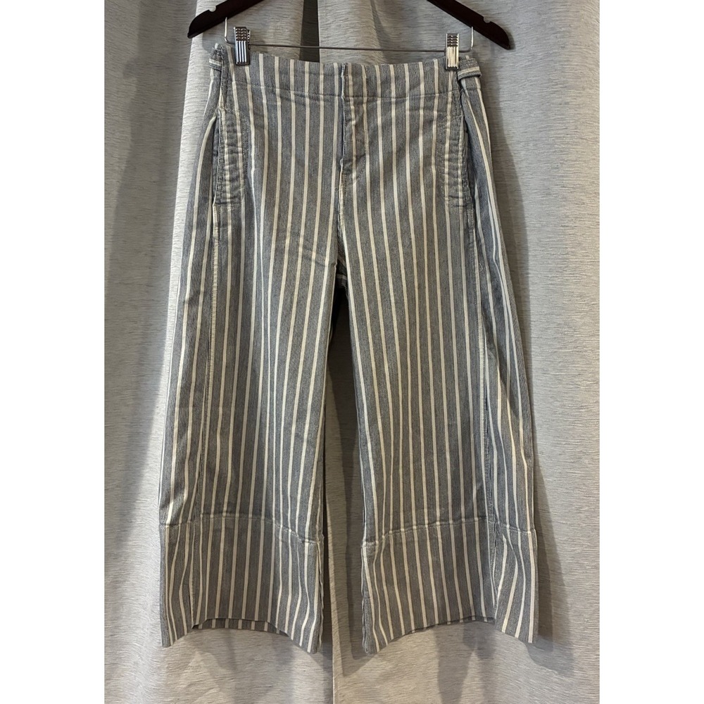 Anthropologie Pilcro Foxglove Mid-Rise Wide Leg Striped Pants Blue 30